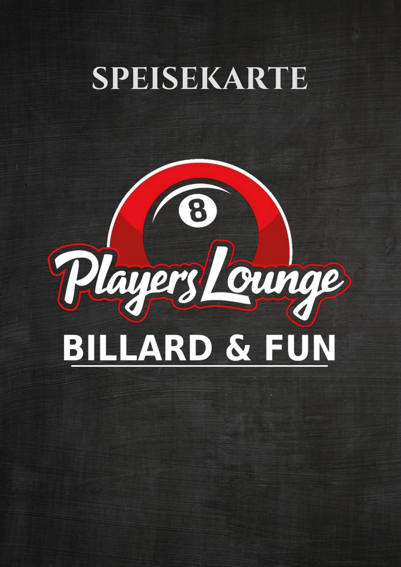 Karte Players Lounge Voerde, Seite 5: Speisekarte, Titelseite